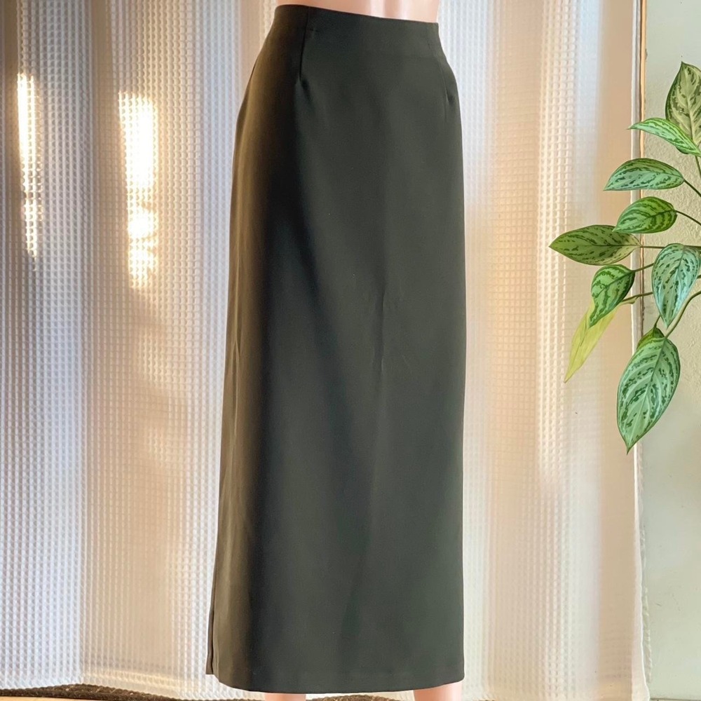 Vintage Y2K NYCC New York Clothing Co Olive Green Maxi Skirt Career Wear Size 12
